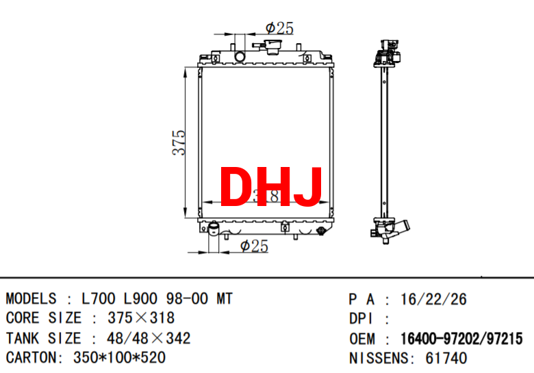 DAIHATSU MOVE RADIATOR,16400-97202-000 16400-97202 16400-97210 16400-97210-000 16