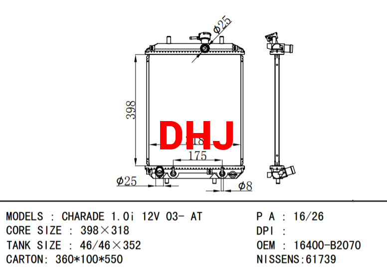 DAIHATSU CUORE VI RADIATOR 16400-B2010 16400-B2070