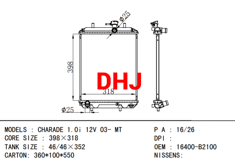 DAIHATSU CHARADE RADIATOR 16400B2070 16400-B2070-000 16400-B2100 16400-B2150