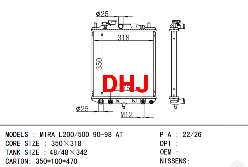 DAIHATSU MIRA L200/500 90-98 AT RADIATOR