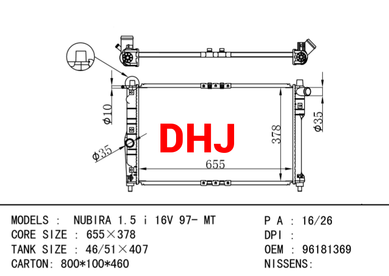 DAEWOO NUBIRA Saloon (KLAJ) radiator 96181369 96181931