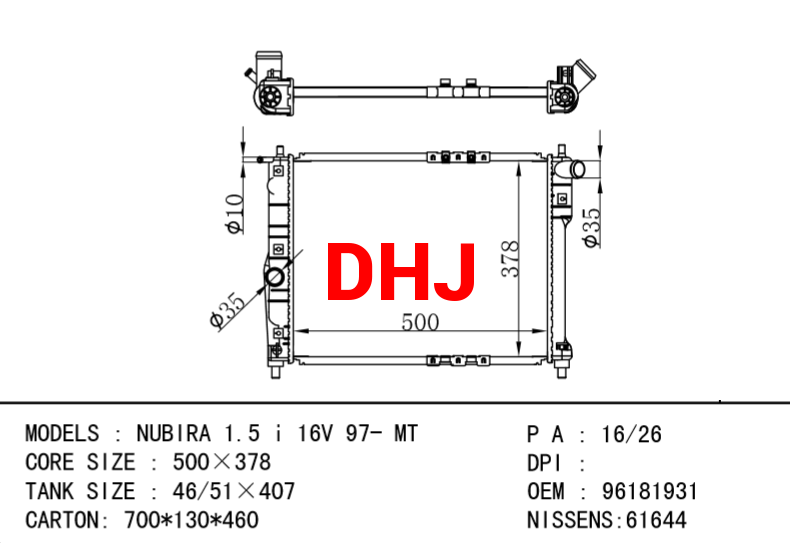 DAEWOO NUBIRA Wagon radiator 96351263 96559565 96181931