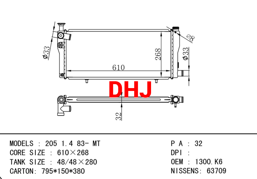 PEUGEOT 205 radiator oem 1300.K6 1300K8 130923 1300K6 1300H5 1300X1