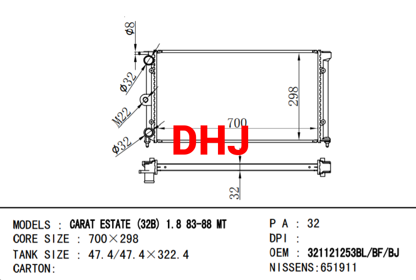VW carat estate  Radiator 321121251AL 321121253BF 321121251AJ 321121253BL