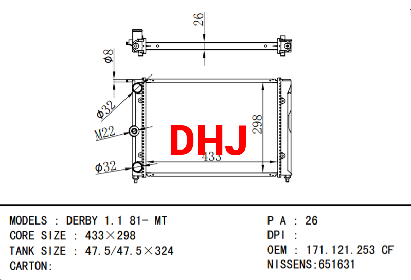 VW  DERBY radiator 171121253CF 171121253CJ
