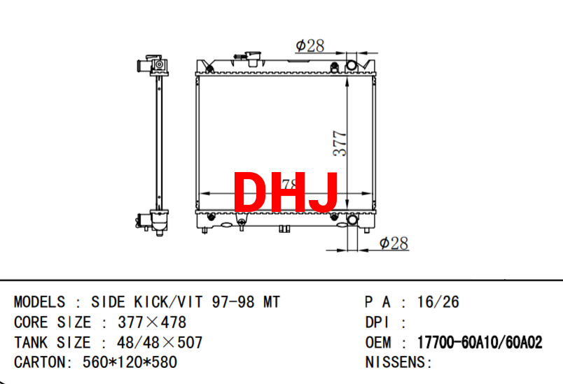 SUZUKI radiator 17700-60A12 17700-60A01 17700-60A11 17700-60A00 17700-60A10