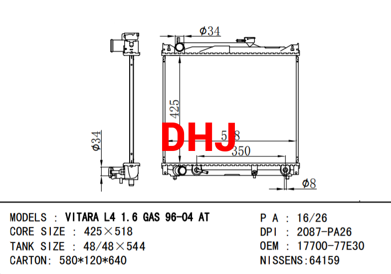  SUZUKI VITARA  radiator 17700-77E30 1770077E10