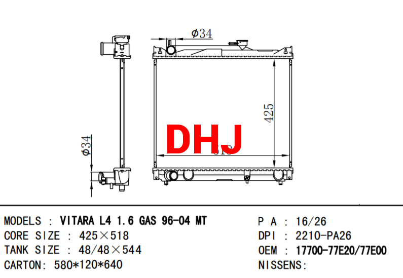 SUZUKI VITARA radiator 17700-77E20 17700-77E00