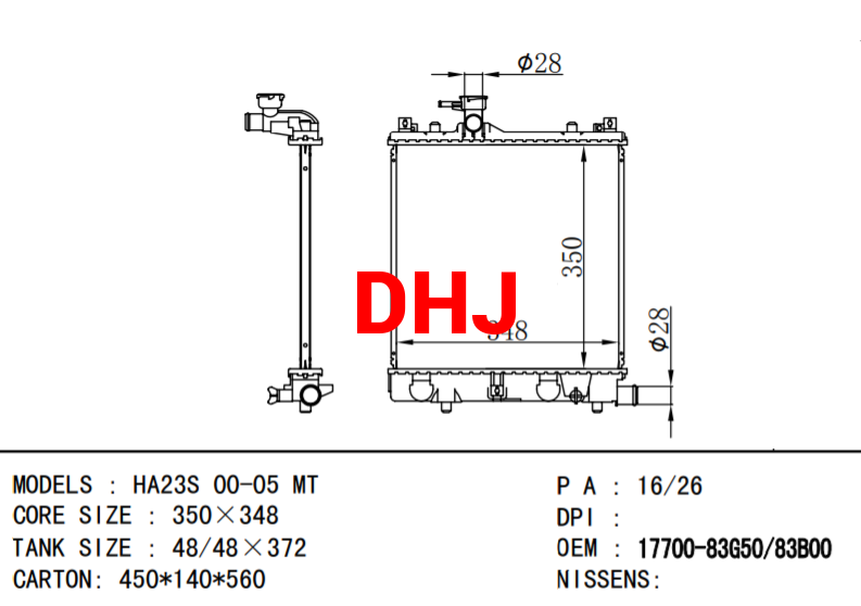 17700-83G50 17700-83B00 SUZUKI RADIATOR FOR HA23S 00-05 MT
