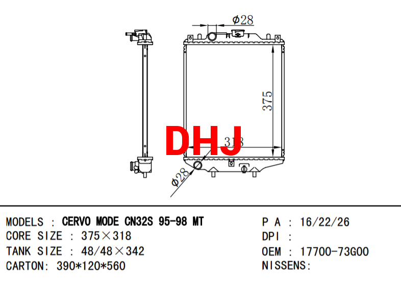 17700-73G00 SUZUKI RADIATOR FOR CERVO MODE CN32S 95-98 MT