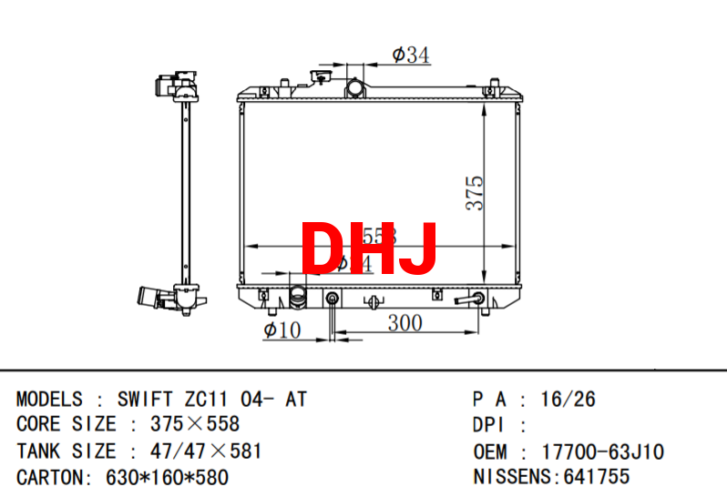 SUZUKI SWIFT radiator oem 17700-63J10