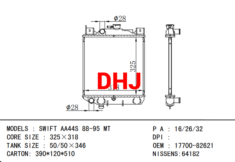 SUZUKI SWIFT radiator 1770082622 1770083820 1770082621