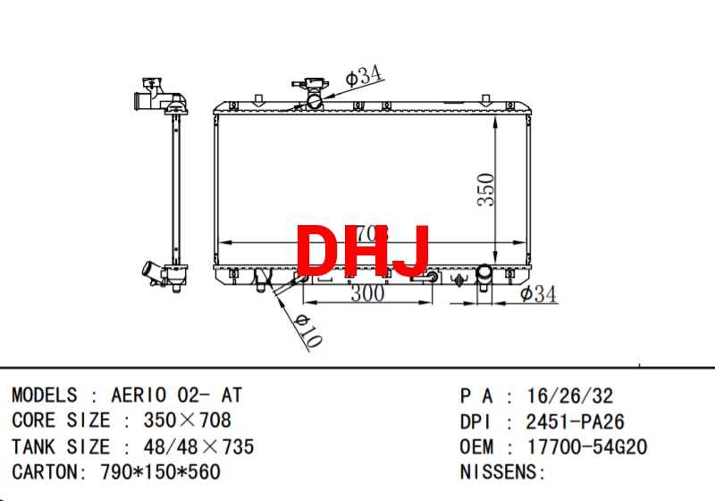 SUZUKI AERIO radiator 17700-54G30 17700-54G20