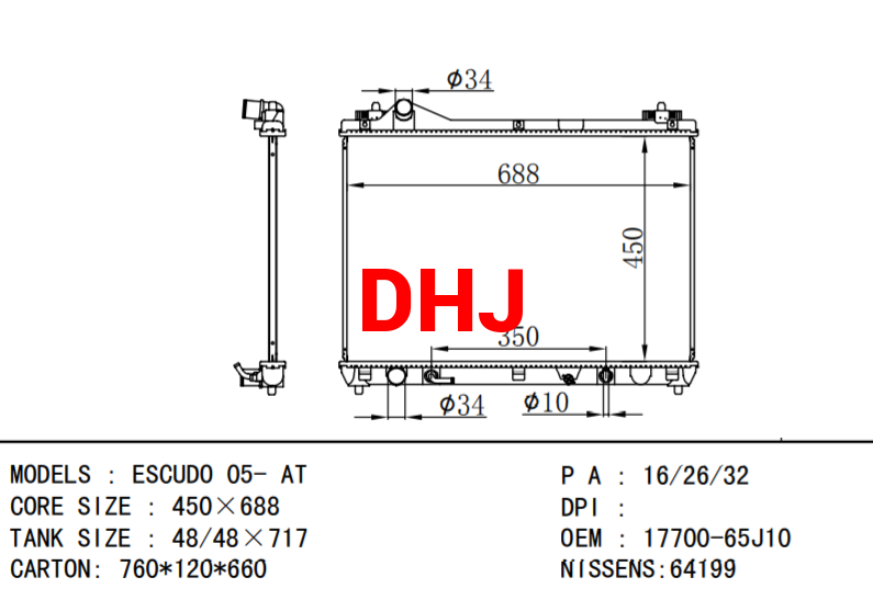 1770065J10 1770065J00 SUZUKI ESCUDO 05- AT radiator