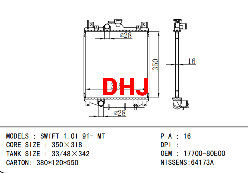 SUZUKI SWIFT RADIATOR 17700-80E00