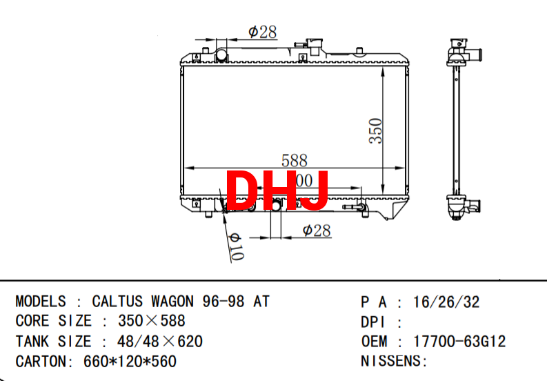 17700-63G12 17700-63G11 SUZUKI RADIATOR FOR CALTUS WAGON 96-98 AT