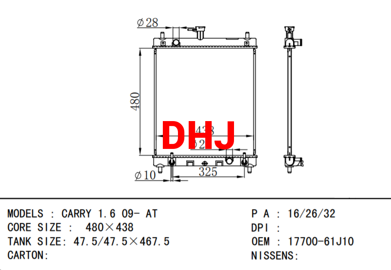 17700-61J10 SUZUKI RADIATOR for SWIFT'06 AT