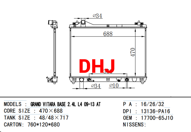 SUZUKI GRAND VITARA radiator 1770065J30 1770065J10
