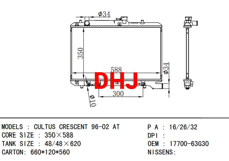 SUZUKI	radiator 1770063G30 1770062G11 1770063G31 1770062G12  CULTUS CRESCENT 96-0