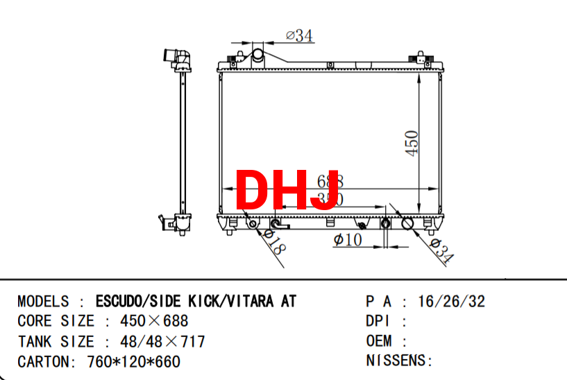 SUZUKI ESCUDO/SIDE KICK/VITARA AT/MT Radiator