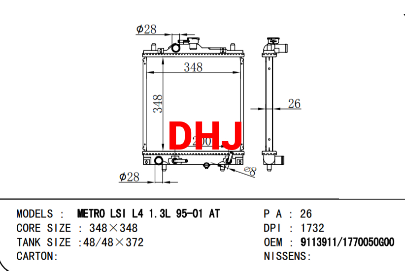 SUZUKI radiator 17700-50G00 17700-50G20 91173911 91173912 30013093 30013094