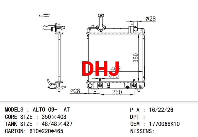 SUZUKI ALTO RADIATOR 214004A00E 1770068K10