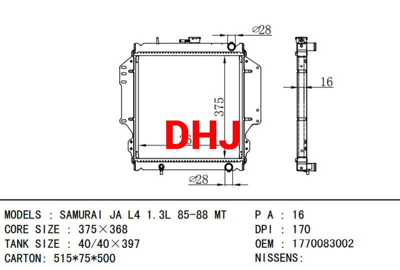 SUZUKI SAMURAI radiator 1770083002 1770083000 1770083011 1770083001 1770083010