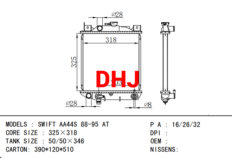 suzuki SWIFT AA44S 88-95  AT radiator