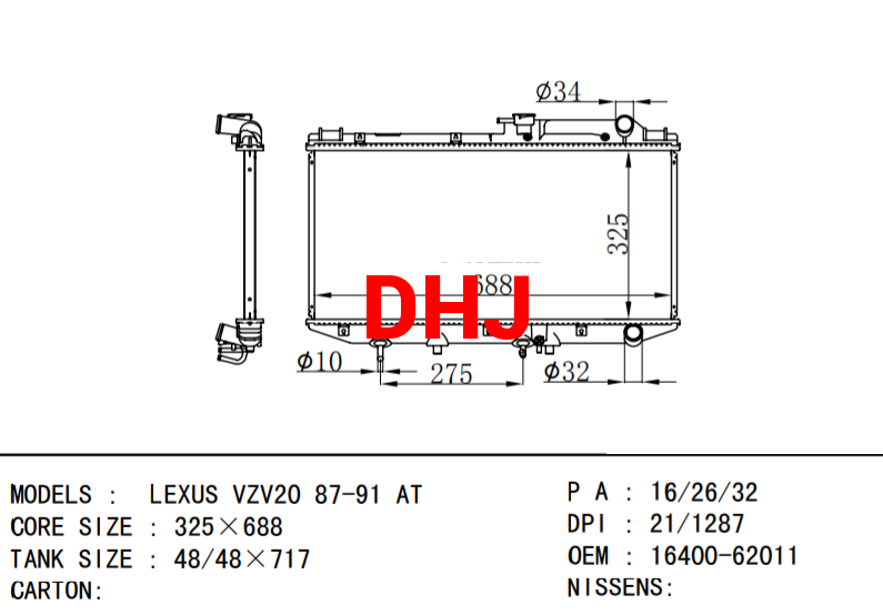 LEXUS car radiator 1640062061 1640062030 1640062040 1640062020 1640062011  16400-