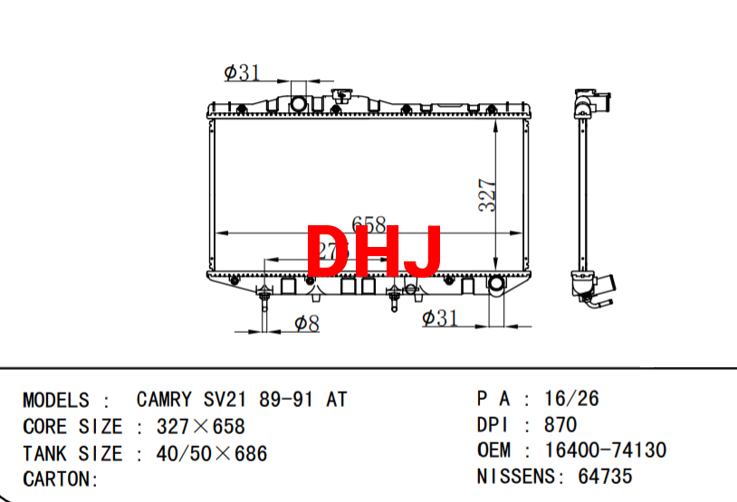 TOYOTA CAMRY SV21 radiator 16400-74140 16400-74130