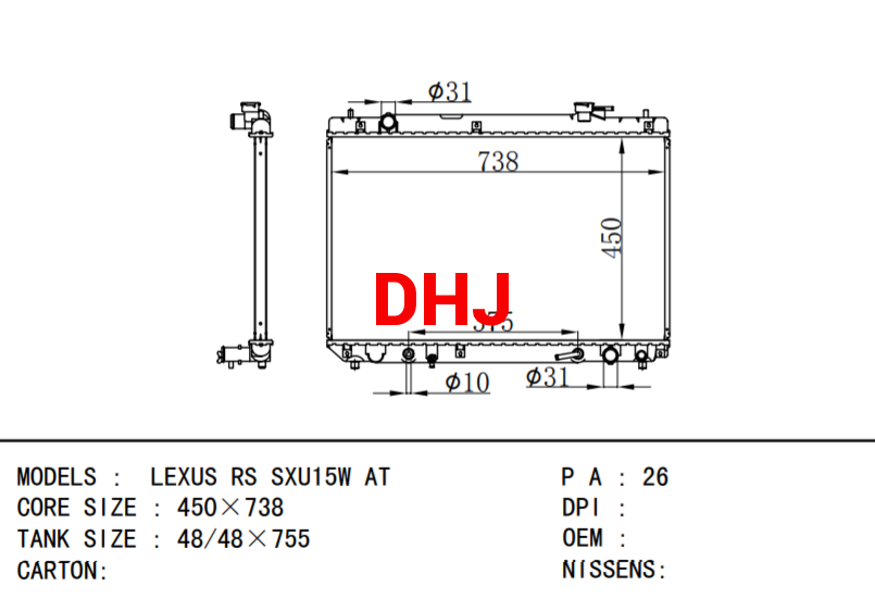 TOYOTA LEXUS RS SXU15W AT CAR RADIATOR