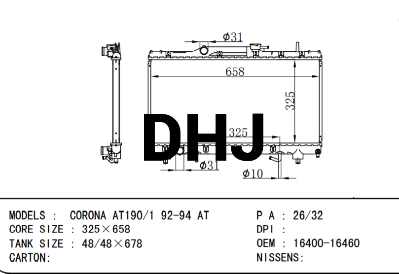 TOYOTA CORONA CAR RADIATOR 16400-16461 16400-16481 16400-15590 16400-16460