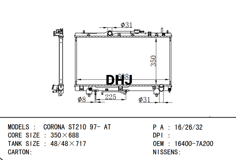 TOYOTA CARINA RADIATOR 16400-7A430 16400-7A200 16400-7A201 16400-7A201