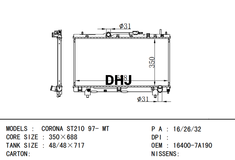 TOYOTA CORONA ST210 RADIATOR 16400-7A190 16400-7A191