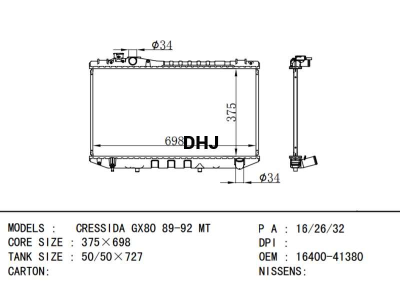 TOYOTA CRESSIDA GX80 RADIATOR 1640041380 1640070090 1640070110