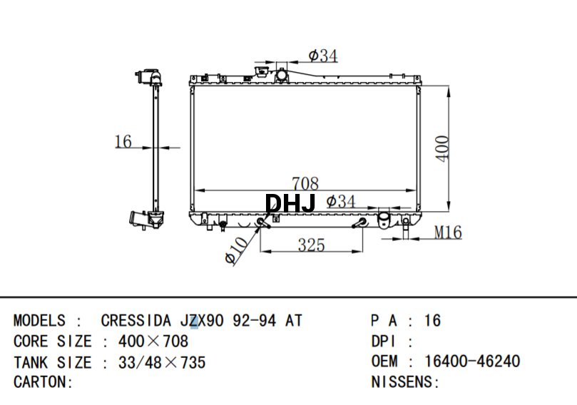 16400-46240 TOYOTA CRESSIDA JZX90 92-94 AT CAR RADIATOR