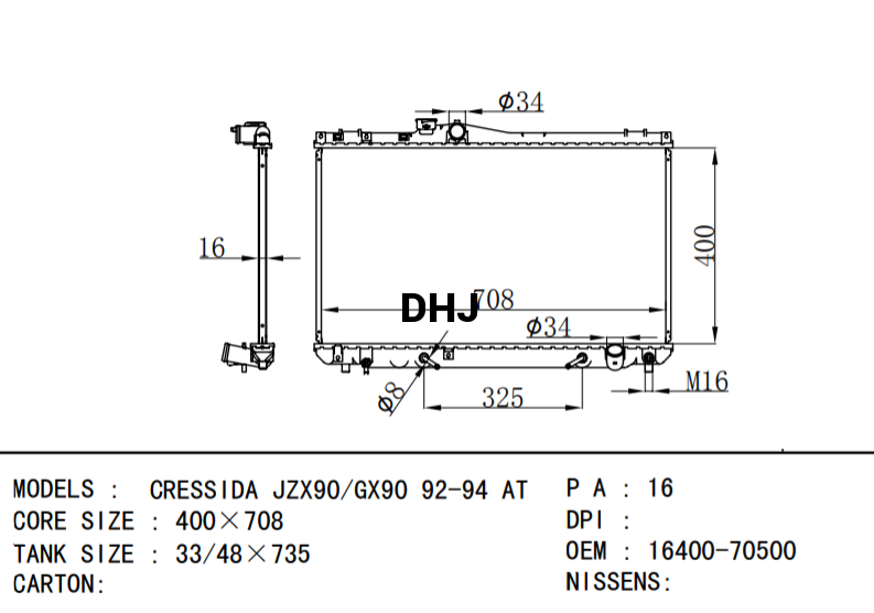 TOYOTA CRESSIDA JZX90/GX90 radiator 16400-70500 16400-70490 16400-70510 16400-462