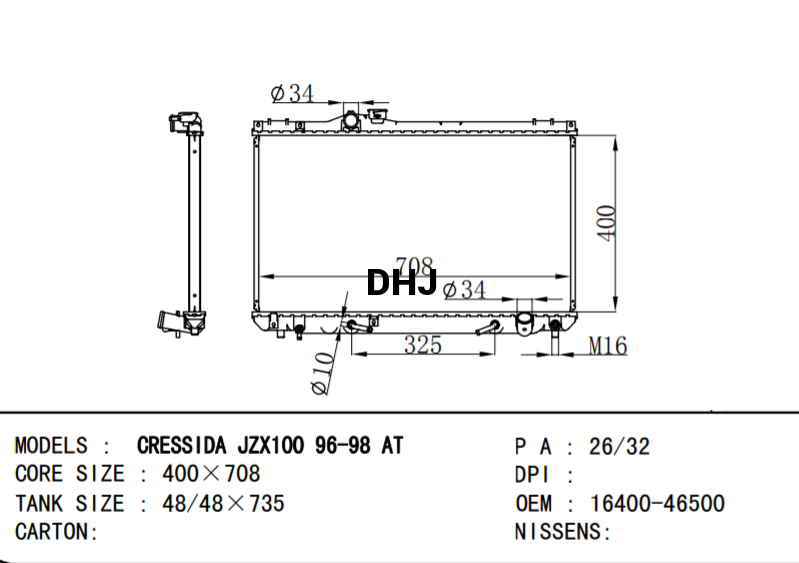 TOYOTA CRESSIDA JZX100 RADIATOR 16400-46500 16400-46240