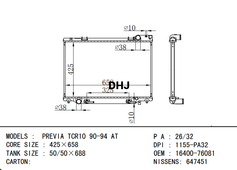 TOYOTA PREVIA TCR10 RADIATOR 1640064691 1640076081 1640076062 1640076072 16400760