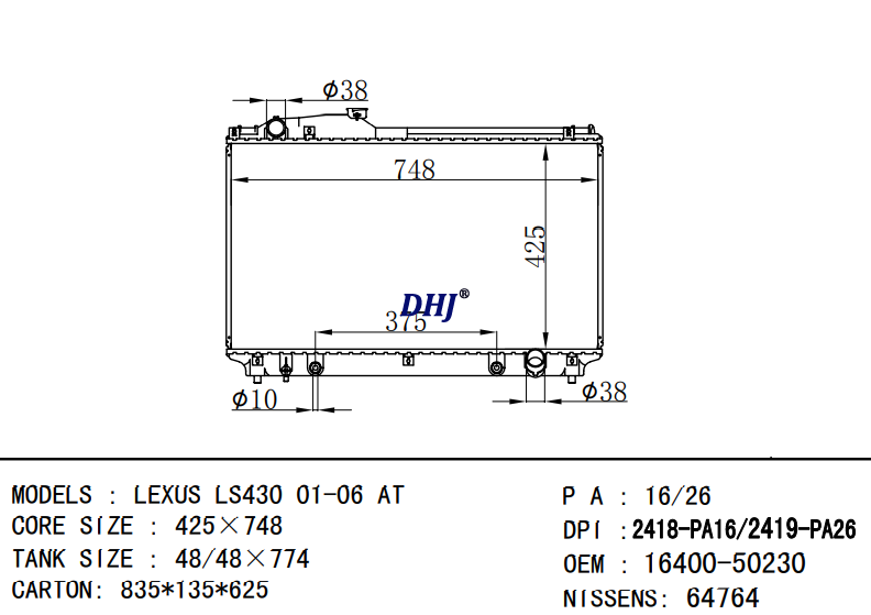 TOYOTA LEXUS LS430 radiator 16400-50230 16400-50231