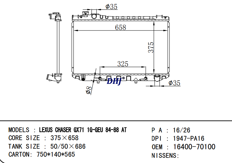 16400-70100 16400-70110 TOYOTA LEXUS CHASER GX71 84-88 AT radiator