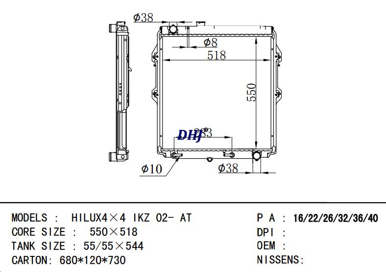 TOYOTA  HILUX4×4 IKZ 02- AT/MT radiator