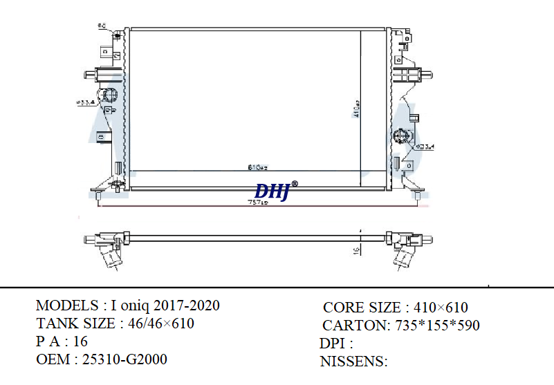 HYUNDAI Ioniq 2017-2020 RADIATOR  25310G2000 25310-G2000