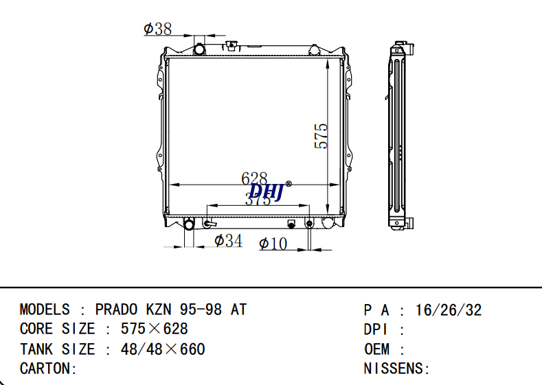 TOYOTA PRADO KZN 95-98 AT radiator