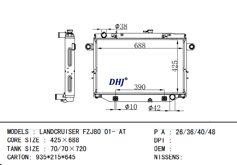 TOYOTA LANDCRUISER FZJ80 01- AT/MT radiator