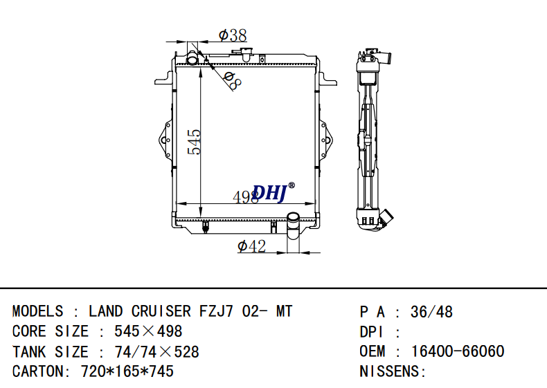 16400-66060 TOYOTA LAND CRUISER FZJ7 02- MT radiator