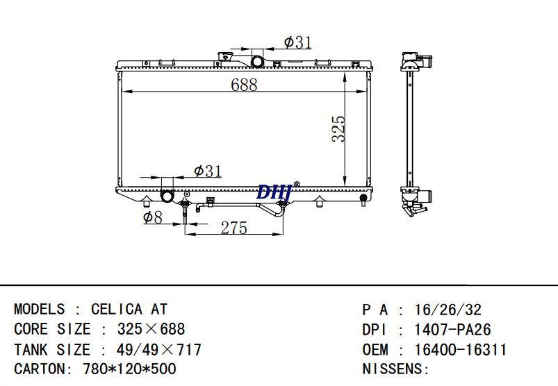 16400-31430 TOYOTA RAV4 05- AT MT radiator