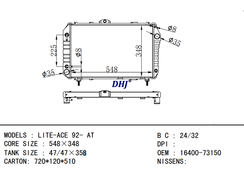 16400-73150 TOYOTA LITE-ACE 92- AT/MT radiator