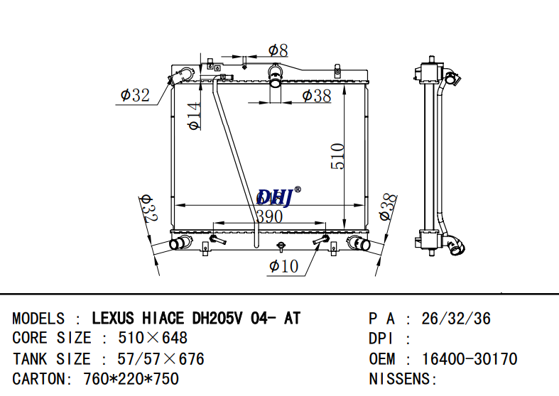 16400-30170 16400-30171 TOYOTA LEXUS  DH205V 04- AT radiator