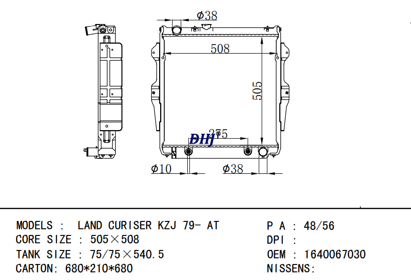 TOYOTA LAND CURISER KZJ 79- AT radiator 16400-67030 16400-67020